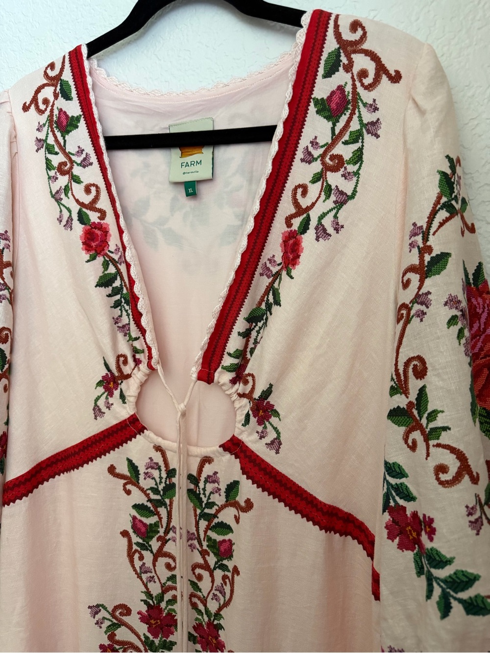 FARM RIO Floral Embroidered Linen Viscose Maxi Dress NWOT size XL - Picture 5 of 15